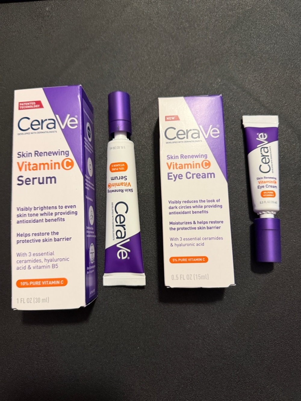 CeraVe Vitamin C Skin Renewing Serum 1 FL OZ & Eye Cream Duo - 0.5 FL OZ